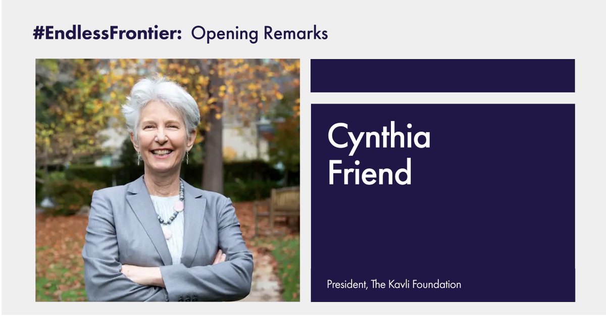 theNASEM's tweet photo. Introducing our 2022 #EndlessFrontier Symposium is Cynthia Friend, President of the @KavliFoundation.
Tune in to hear her remarks: https://t.co/GyENXDktel https://t.co/izUGJd59Jc