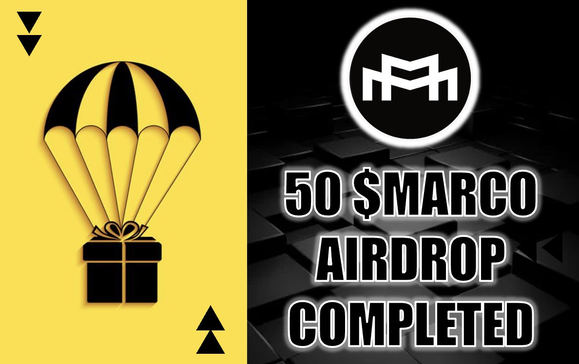 Hey guys!👋 50 $MARCO sent 🤗

Check your wallet. 🍀
Maybe you’re one of the Airdrop Winners🏆 for the reaching of the 2,000 retweets of the 📌 post.

👍Follow + Like + Retweet + Post your wallet address 👉 t.me/melegacommunity (with Like+RT proof) to catch the next drop 💸