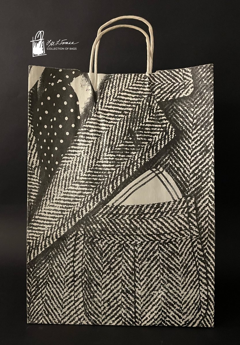 268/365: This dapper Bloomingdale's bag featuring a herringbone tweed jacket and polka dot tie was designed by the American fashion designer and illustrator Michaele Vollbracht, one of several he designed for the department store chain. 