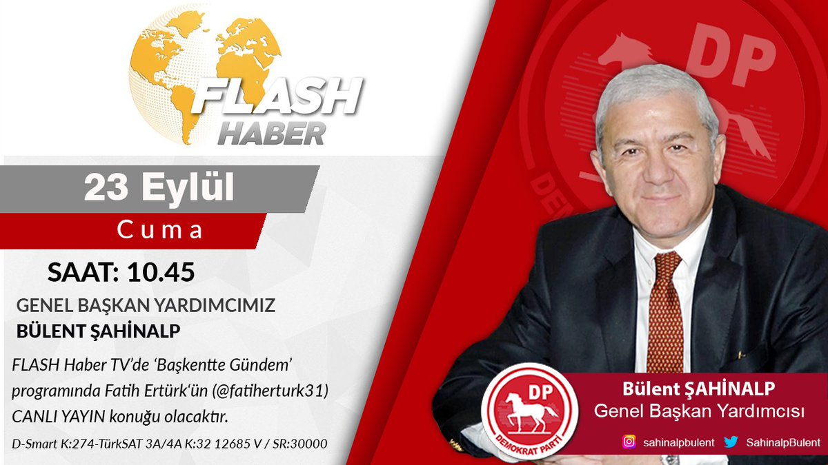 23 Eylül 2022 Cuma (yarın) saat: 10.45'de Flash Haber TV @flashhabertvcom #BaşkentteGündem programında Fatih Ertürk @fatiherturk31 'ün canlı yayın konuğu olacağım ve ekonomide yaşanan son gelişmeleri konuşacağız. Umarım izlersiniz. @_DemokratParti @DPhaber