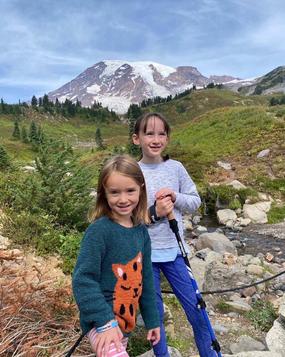 GregNance's tweet photo. Proud of these mini mountaineers! Hannah and Anora hiked Tahoma’s 5-mile Skyline Loop and were troopers all the way up.
So fun sharing the magic of the mountain with them 🏔💜
#UncleGreg https://t.co/JQ7GEbChll