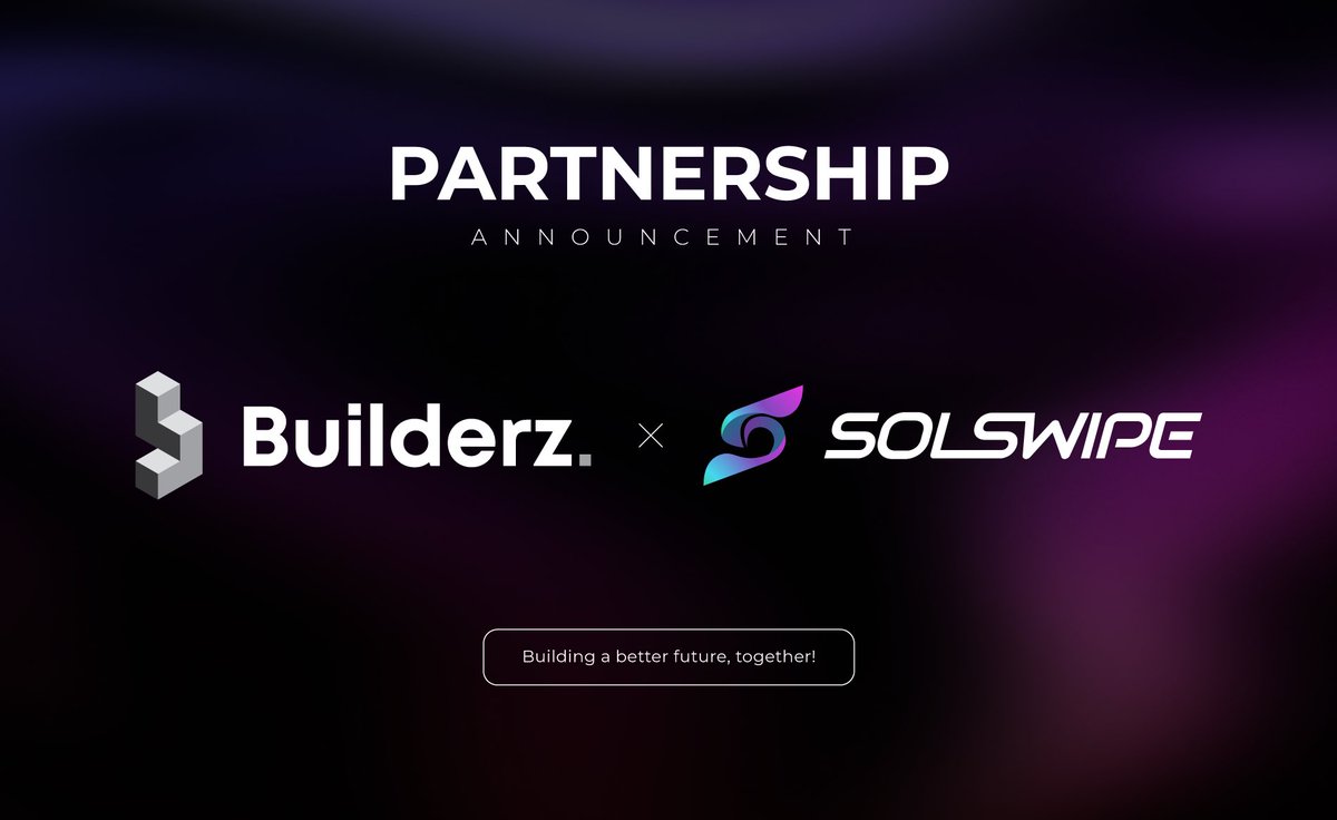 We are partnering with <a href="/solswipecard/">Solswipe</a> 🚀

Soon, we will be hosting a spaces together to discuss this partnership and what’s in store for both businesses over the coming weeks and months. 🤝

Stay tuned, Builderz! 🫡

#Builderz