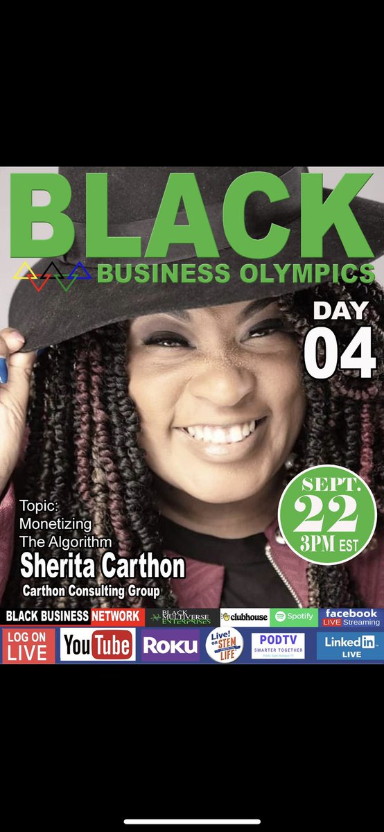 BlackBusinessUS's tweet photo. Day 4 Is now live https://t.co/ELd4rpwOWp #blackbusinessolympics #blackbusinessexpusa #geniusiscommon #network #blacktvnetwork #blackbusiness https://t.co/2XuB5PQDyp