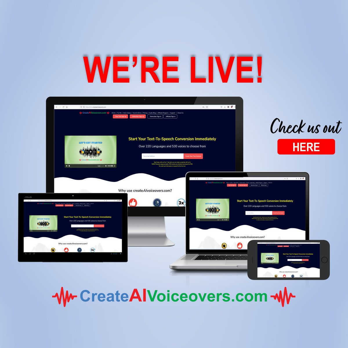 itsspeakyai's tweet photo. We're Live!  text-to-speech generator website is live! Check it out! https://t.co/TEVOFvYuJ0 https://t.co/ZGRJsdHGsY