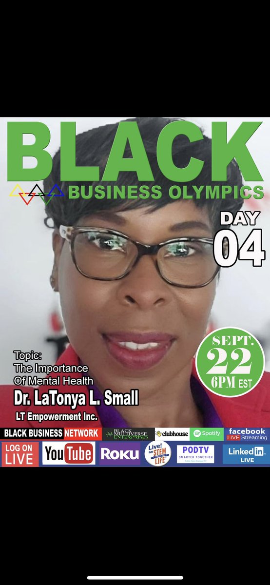 BlackBusinessUS's tweet photo. Join us for Day 4 https://t.co/ELd4rpwOWp Black Business Olympics #blackbusinessolympics #blackbusinessexpousa #geniusiscommon https://t.co/39648mPCdZ