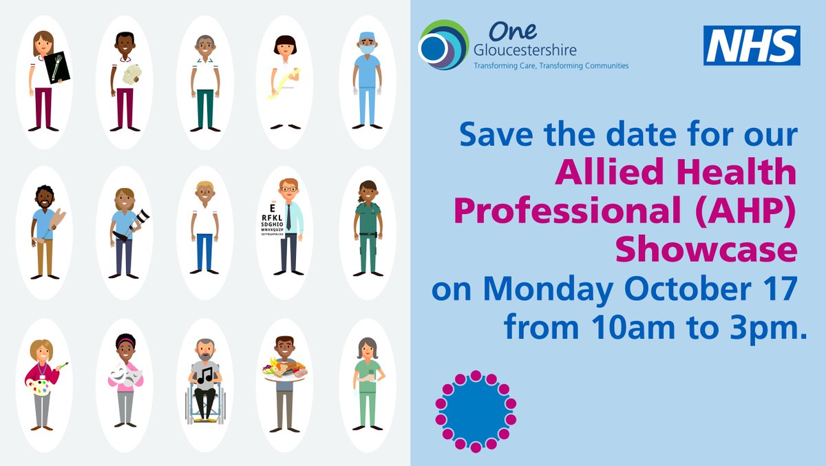To mark national Allied Health Professional Day this year (October 14) the Gloucestershire AHP Community is organising a virtual event on Monday October 17 to showcase the incredible work taking place across our system. Please save the date! 👇