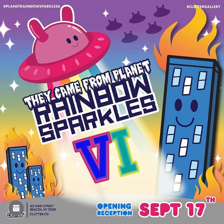 heartbatstudio's tweet photo. My pink rainbow Godzilla is on exhibit at @Cluttermagazine for “They Came from Planet Rainbow Sparkle VI”!
(Available for purchase on the gallery’s website)
#godzilla #customtoy #kaiju #arttoy #pink #planetrainbowsparkle6 #pinkgodzilla https://t.co/7uIawcxSpQ