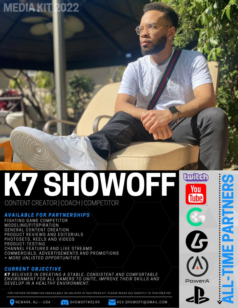K7_Showoff's tweet photo. K7 Showoff Media Kit

Professional Fighting Game Player + Freelance Content Creator looking to further my career with gaming organizations that align with my goals.

You can contact me via DMs/email
kev.showoff@gmail.com

RTs/Tags/Vouches are welcomed. https://t.co/fi4NGbELHj