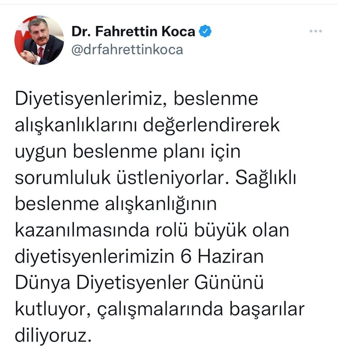Birdytdramı (@birdytdram_y) on Twitter photo Sağlık bakanımız <a href="/drfahrettinkoca/">Dr. Fahrettin Koca</a>
Rolümüz bu kadar büyük iken gereken DİYETİSYEN ALIMLARI sağlanmalıdır.
Ülkenin beslenme ve diyet uzmanlarına ihtiyacı var.
Biz sahaya çıkmaya, hizmet vermeye hazırız.
DİYETİSYEN ATAMA BEKLİYOR ‼️
#obezitebaştadiyetisyenboşta Sağlık bakanımız <a href="/drfahrettinkoca/">Dr. Fahrettin Koca</a>
Rolümüz bu kadar büyük iken gereken DİYETİSYEN ALIMLARI sağlanmalıdır.
Ülkenin beslenme ve diyet uzmanlarına ihtiyacı var.
Biz sahaya çıkmaya, hizmet vermeye hazırız.
DİYETİSYEN ATAMA BEKLİYOR ‼️
#obezitebaştadiyetisyenboşta