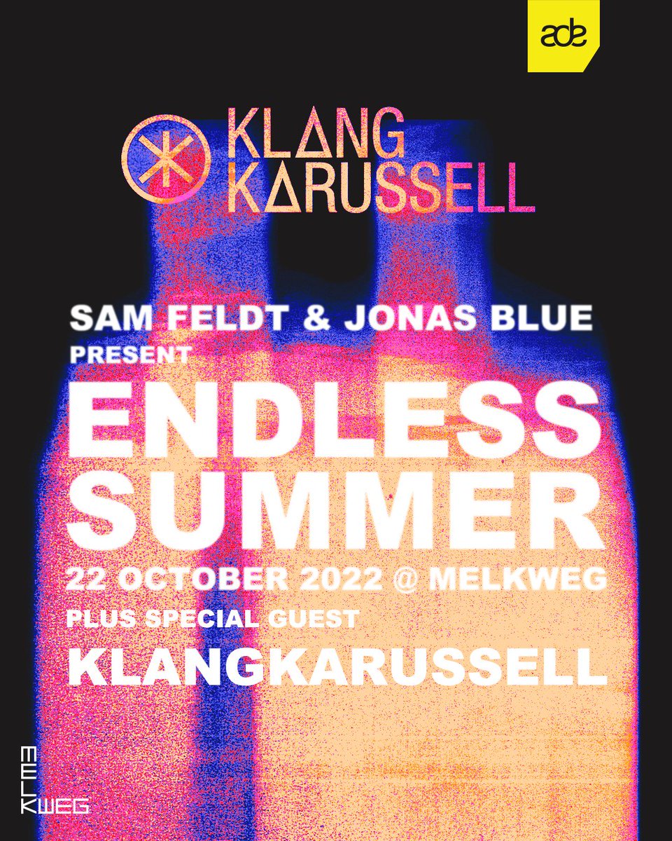 Amsterdam! Can't wait for @SamFeldtMusic & @JonasBlue present Endless Summer at @ADE_NL next month - with @jessbaysdj, @TCTS, Stacie Fields + @tomwestymusic 🇳🇱 ticketmaster.nl/event/282989 @melkweg