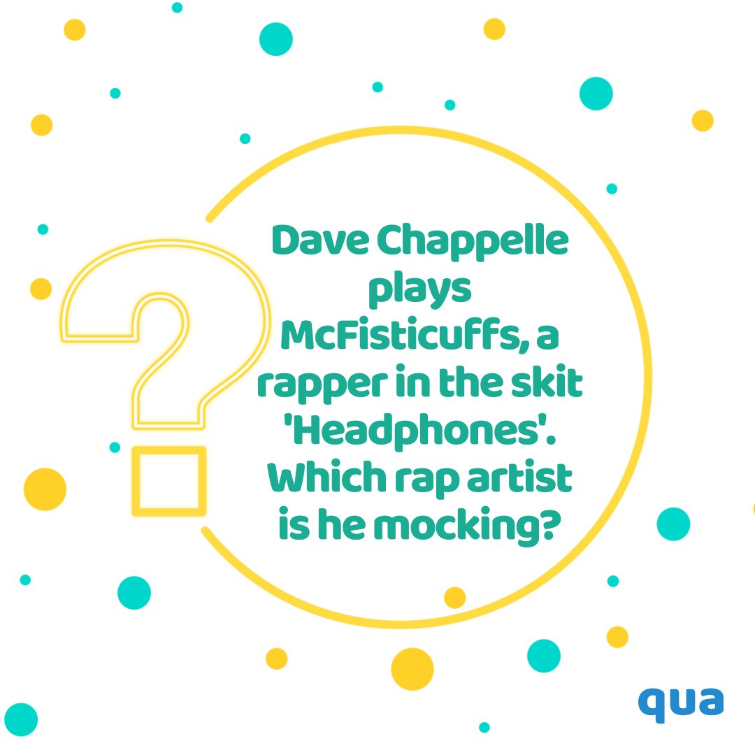QuizQua's tweet photo. He is an American rapper, actor, and businessman. Known for his impact on the hip-hop industry, he has been described as a "master of the nuanced art of lyrical brevity"🎬
#letsqua
#quaquiz #Hollywood #movie #film #entertainment #television #series #tvseries #DaveChappelle #actor https://t.co/BFyWBQfVkL