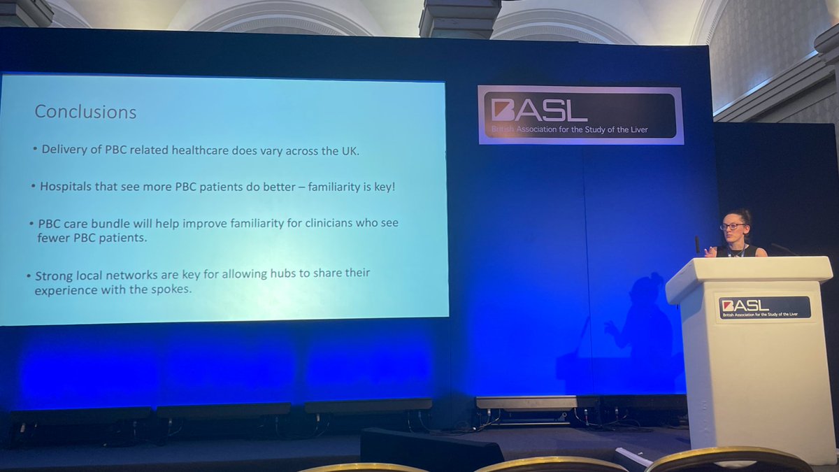 BASL education feed (@basledu) on Twitter photo Dr Rachel Smith presenting the results of the first national audit of PBC management.
- variation across the country.
- higher volume centres more likely to meet audit standards.
- PBC care bundle from <a href="/UKPBC_Project/">@UKPBC_Project</a> is coming!
#BASL2022 Dr Rachel Smith presenting the results of the first national audit of PBC management.
- variation across the country.
- higher volume centres more likely to meet audit standards.
- PBC care bundle from <a href="/UKPBC_Project/">@UKPBC_Project</a> is coming!
#BASL2022