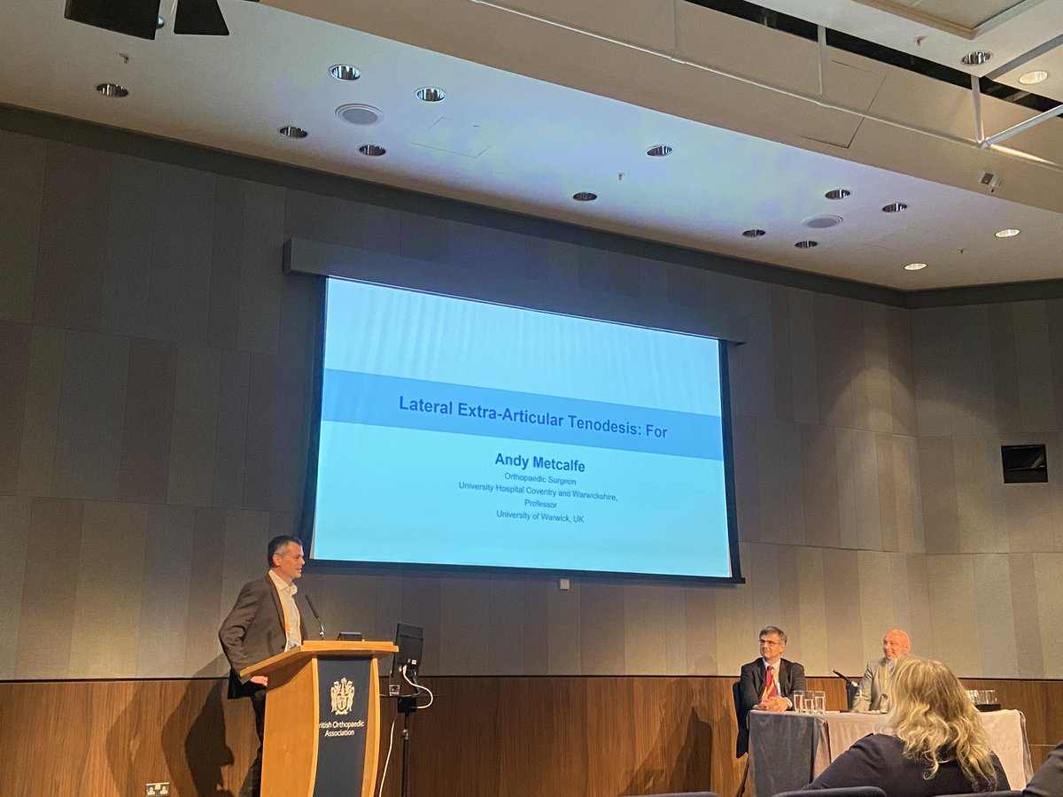 BOSTAA_UK's tweet photo. The debate session begins with Lateral Extra-articular Tenodesis- the argument for by Mr Metcalf @AndyMetOrtho. Who will win this debate at @BritOrthopaedic annual Congress?!?! #BOAAC22 #BOSTAA #Revalidationsession https://t.co/GeRlec3f5x