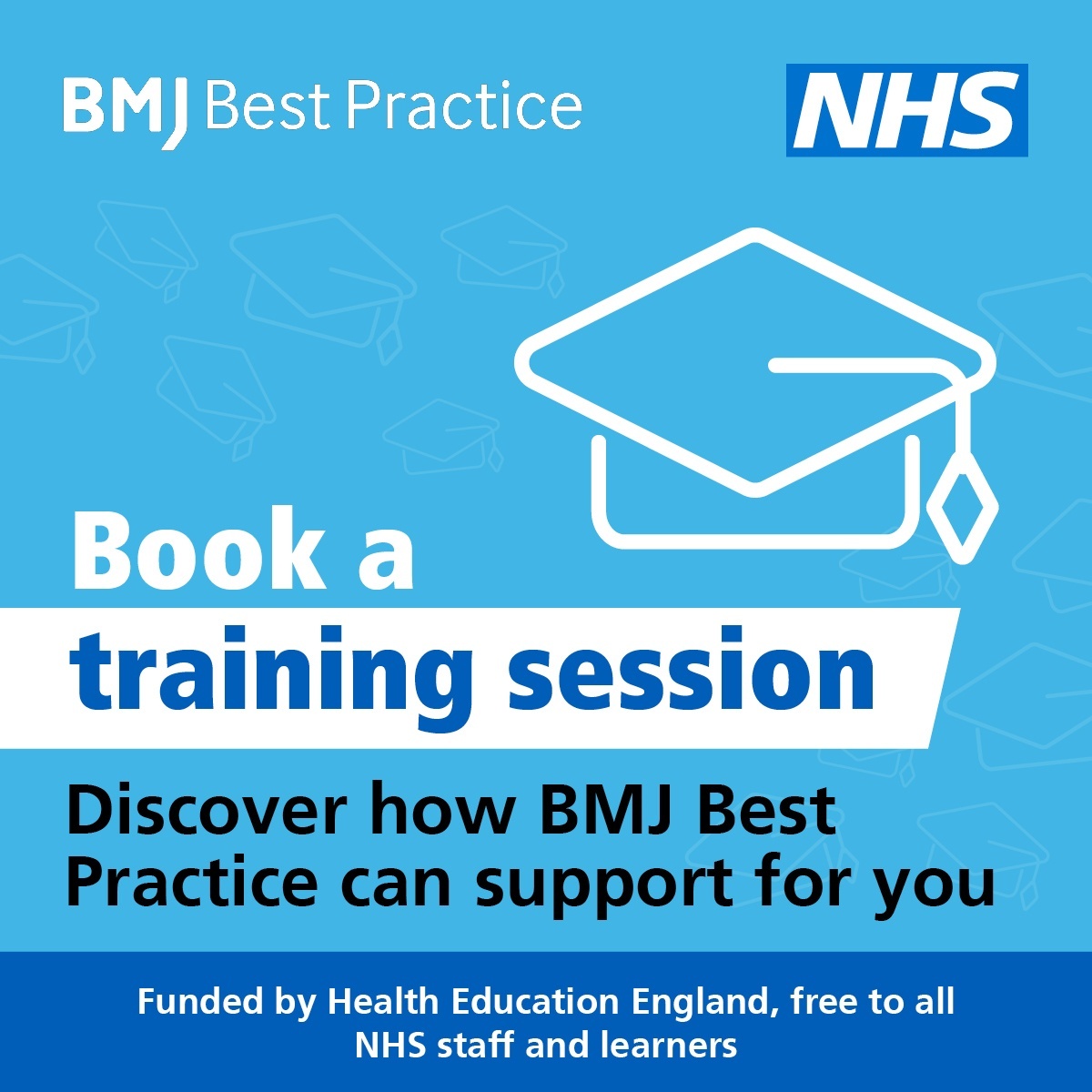 Book a BMJ Best Practice training session. The short, 30min sessions will guide you through all you need to know to get the most from the free, national clinical decision support tool.  Various times including evenings. orlo.uk/gdPBl