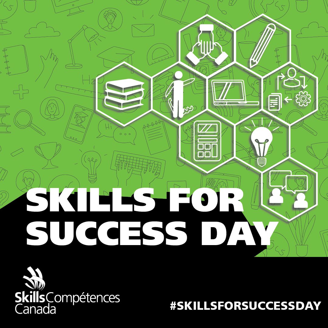 SkillsCanadaNB's tweet photo. Skills for Success Day is here! 🥳 We've been celebrating by sharing videos on the 9 skills that are essential building blocks for life. Follow along with the resources coming out today by keeping your eye on the @Skills_Canada and @abclifeliteracy! #SkillsForSuccessDay https://t.co/KuJSBj4kng