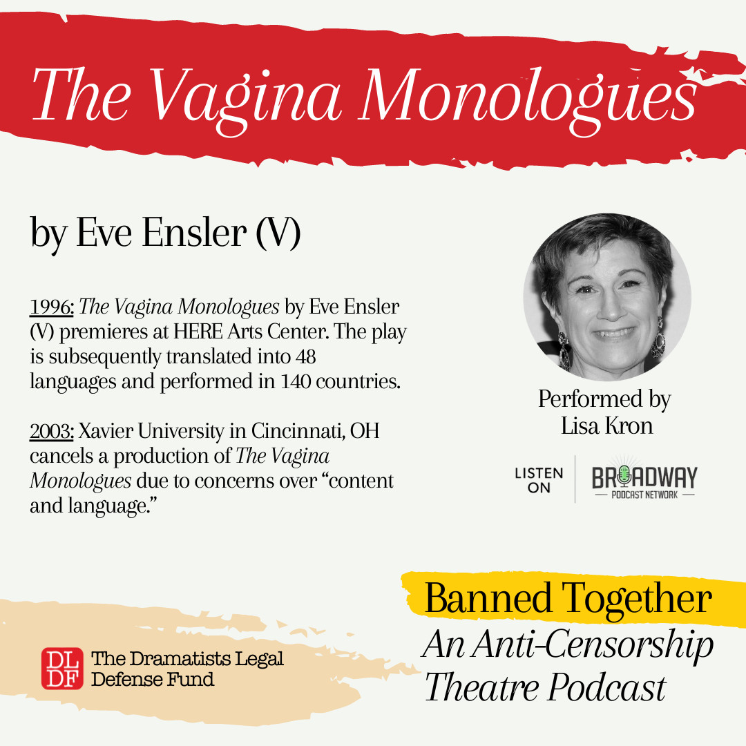 DLDF (@thedldf) on Twitter photo What's in a moan?
<a href="/KronLisa/">Lisa Kron</a> explores this question in a monologue from #TheVaginaMonologues by V (formerly Eve Ensler) on our #BannedBooksWeek podcast, which features excerpts from shows that have been banned/censored.
broadwaypodcastnetwork.com/bpn-live-repla…
@bwaypodnetwork #BannedTogether What's in a moan?
<a href="/KronLisa/">Lisa Kron</a> explores this question in a monologue from #TheVaginaMonologues by V (formerly Eve Ensler) on our #BannedBooksWeek podcast, which features excerpts from shows that have been banned/censored.
broadwaypodcastnetwork.com/bpn-live-repla…
@bwaypodnetwork #BannedTogether