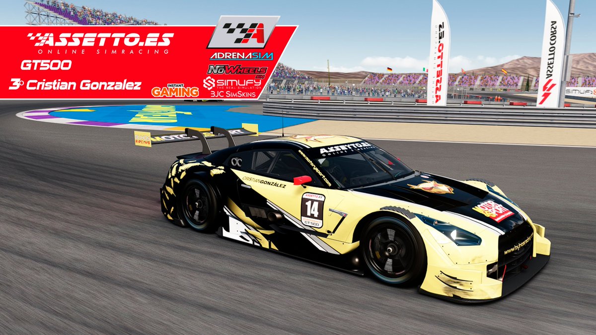 Podio GT500 en <a href="/Assetto_es/">Assetto.es</a> 

🥇<a href="/VRMagnusson/">Victor Magnusson</a> 
🥈<a href="/ivantricio/">Iván Sacristán</a> 
🥉<a href="/Cristiangr36/">Cristian🚀</a>

🔥Doblete de <a href="/HaakonSquad/">Haakon Squad</a>

Patrocinado por:
<a href="/simufy/">Simufy</a>
<a href="/AdrenaSim/">Carlos Sim</a>
<a href="/NoWheelsSim/">NoWheelsSim Cockpits</a>
<a href="/InstantGamingES/">Instant Gaming</a>

<a href="/AC_assettocorsa/">Assetto Corsa</a> #simracing