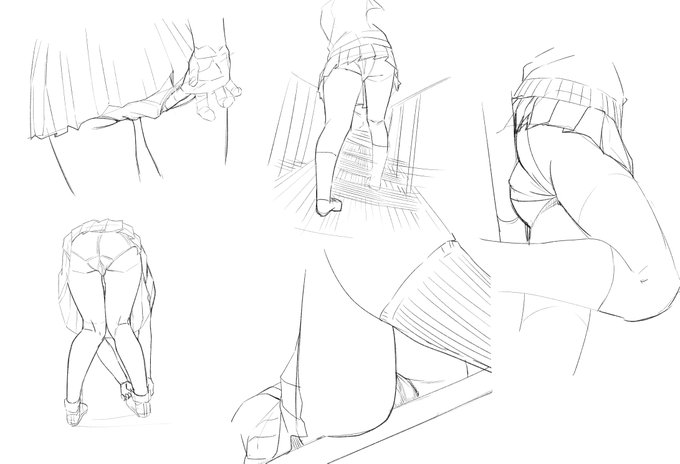 スカートとパンツの模写の練習
・そのうち靴の練習もした方がいいかも
・クロッチ部分は厚みがあること意識する 