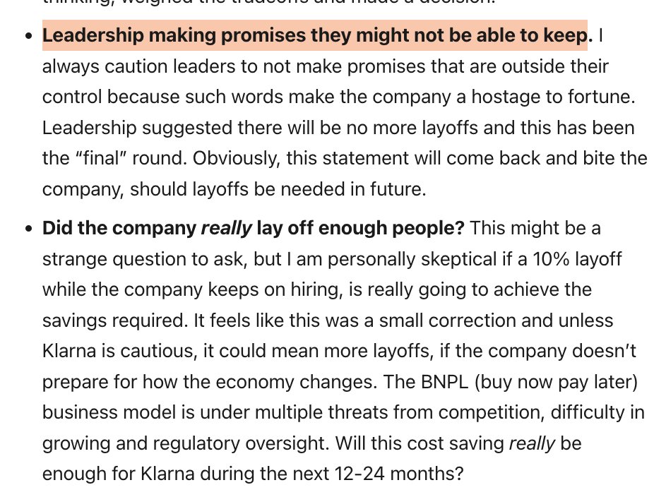 Gergely Orosz on Twitter "Klarna is doing layoffs. Initial estimates