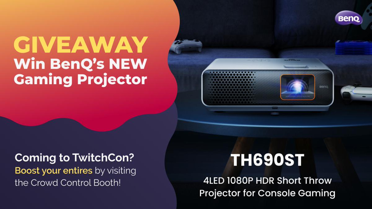 💥 WIN A BENQ GAMING PROJECTOR 💥 

The perfect companion for a party game night with friends!

Anyone can enter - even if you're not going to TwitchCon! (In-person attendees will be able to boost their entries. 😏)

🤝 In partnership with <a href="/BenQAmerica/">BenQ North America</a> 
🔗 cctrl.cc/benq-giveaway