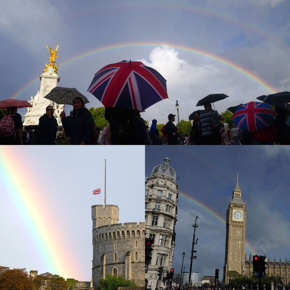 During today's engagement Prince William said the royal family had seen 5 rainbows above Balmoral after her death on September 8.
‘You hardly ever see rainbows up there, but there were five, 
The Princess replied: ‘Her Majesty was looking down on us’ 😭
#PrinceandPrincessofWales