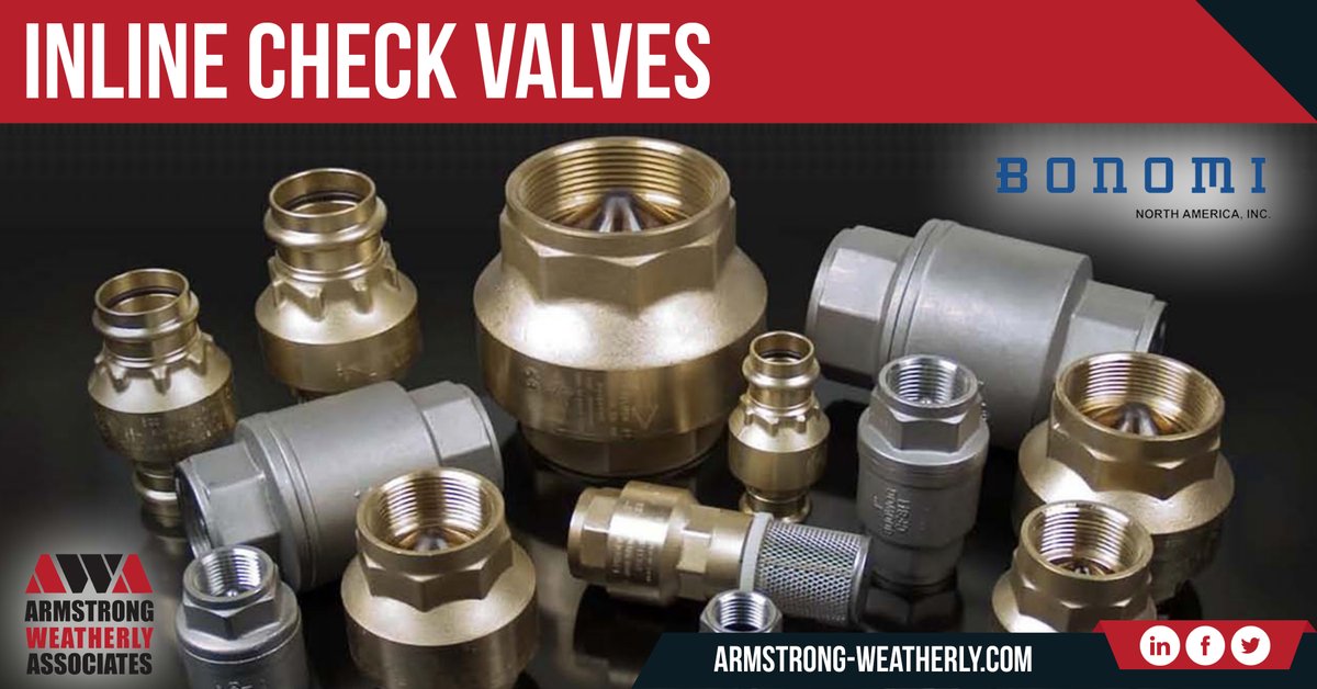 Armstrong_AWA's tweet photo. Whether they are required or not Inline Check Valves are always used in every pipeline in our industry. We stock a complete line of Inline Check Valves from Bonomi available in either brass or stainless steel.
#AWA #ArmstrongWeatherly #InlineCheckValves #Bonomi https://t.co/nzCS3d6q74
