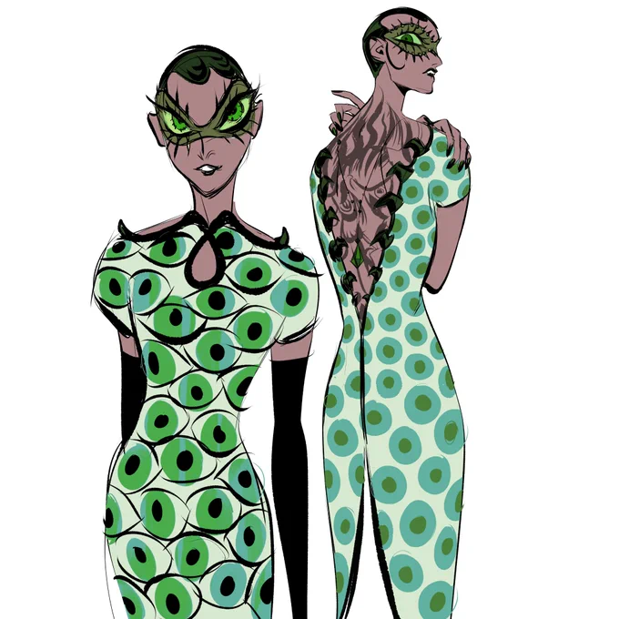 I have been taking old ideas for a new spin lately. Early iterations of Envy. I first started working on this in 2012. #ThrowbackThursday #characterdesign #SevenDeadlySins  