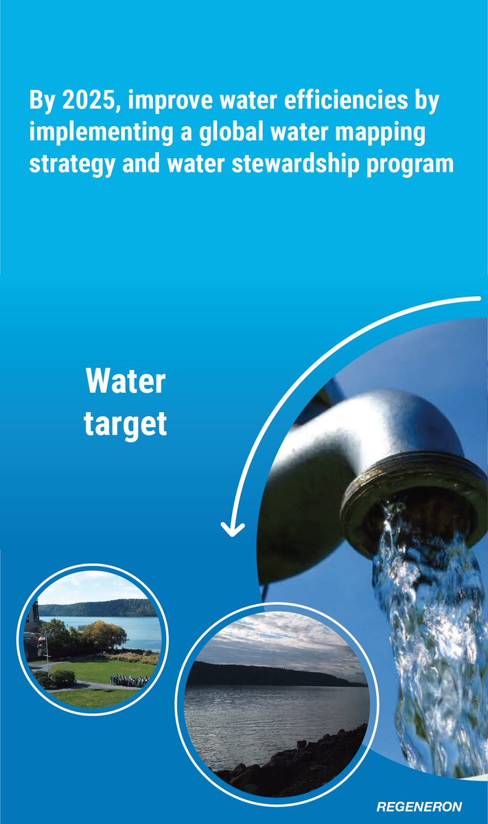 Regeneron's tweet photo. Our environmental targets reflect our ambitions to reduce GHG emissions, increase our use of renewable energy, minimize waste and enhance water stewardship to protect and restore the planet. To revisit our 2025 environmental targets, click the images below. #ClimateWeekNYC 🌎 👀 https://t.co/dWXqSdjqgA