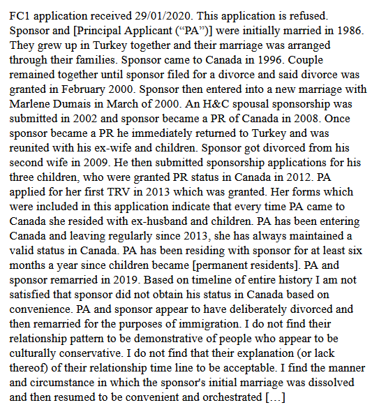 smeurrens's tweet image. Federal Court sets aside a sponsorship refusal where an officer seemingly based on stereotypes (a) assumed that a couple was culturally conservative and (b) how they should act. The judge noted that IRCC cannot make such assumptions about personal beliefs. decisions.fct-cf.gc.ca/fc-cf/decision…