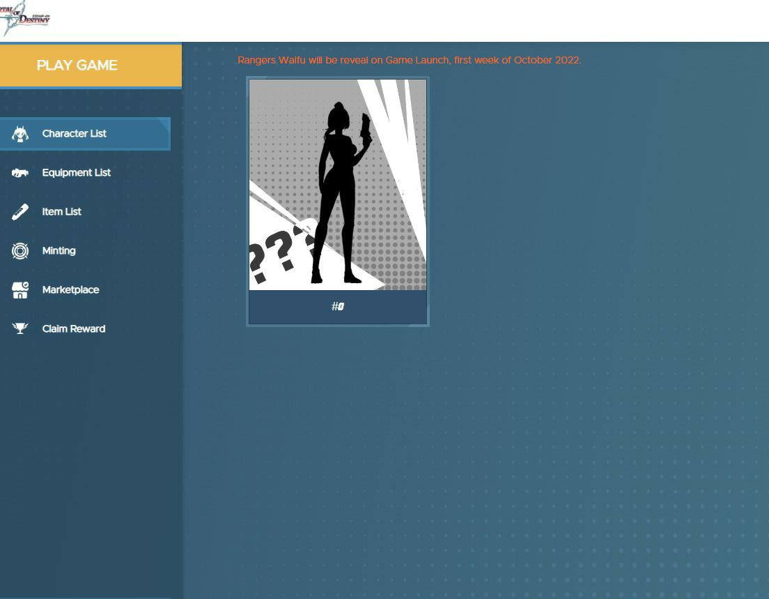 Cheer Up Waifu lovers! 🤩

The mint is live. You can mint your waifus now directly from our official POD website (portalofdestiny.com).

After Minting, You can see Your Minted Nfts in your Account. It will be UnRevealed Until the official Contract is deployed to the Game.