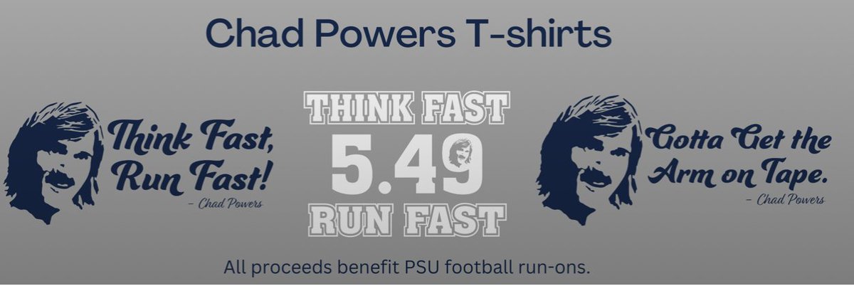 lionslegacyclub's tweet photo. We're thrilled to partner with @pennstatefball on this epic Chad Powers merch.  ALL proceeds go to our run-ons. #nil #pennstatefootball #chadpowers 

Buy here:  https://t.co/Wy87U4nLQW https://t.co/XlVJKoFpm7