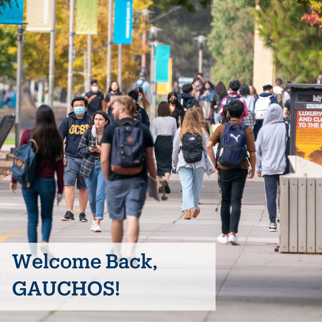 Happy first day of classes Gauchos! ✌️💙🤍🎉 Hope that everyone had an enjoyable and relaxing summer, and we are so excited to have you back for the 2022 fall quarter!