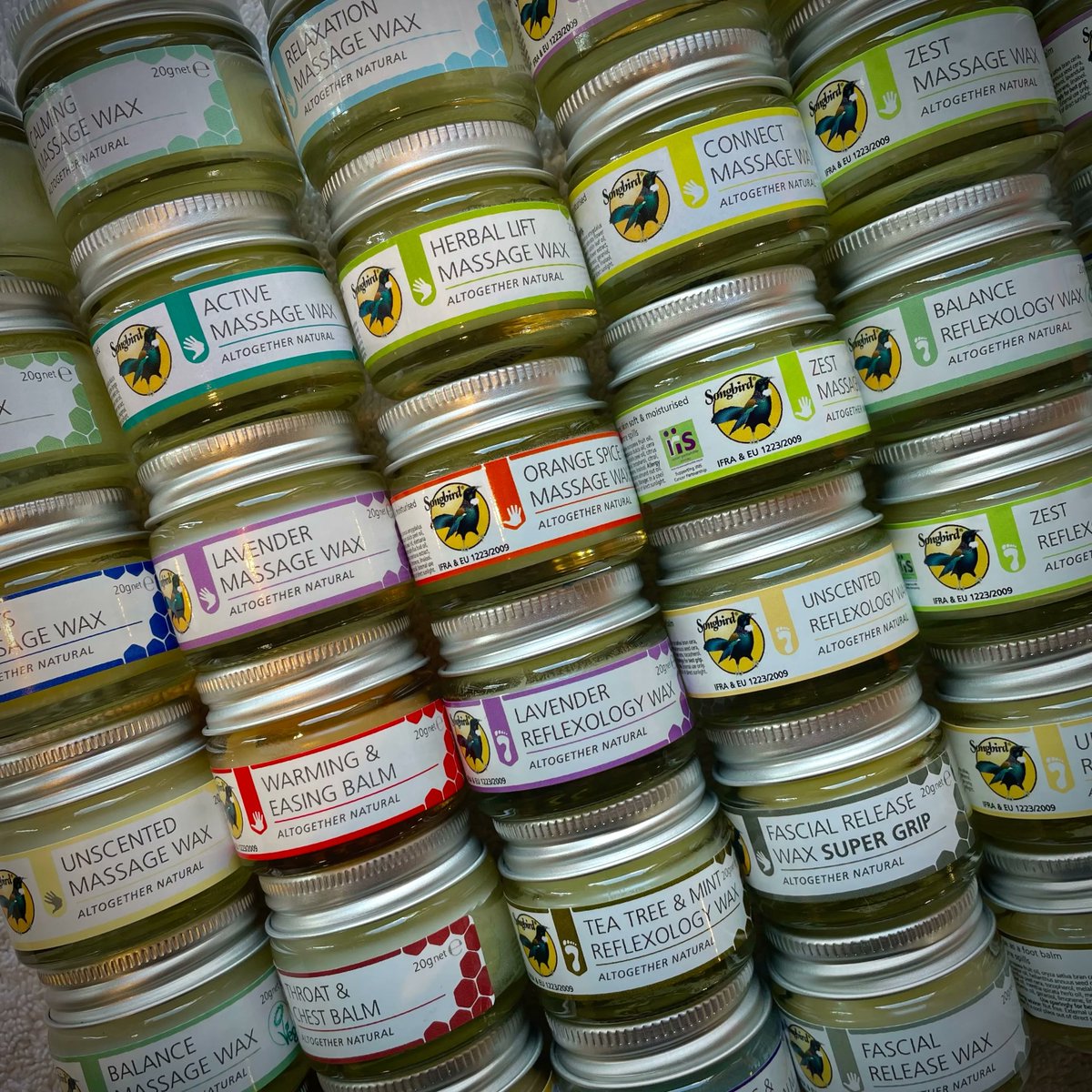 Lots of sample pots, ready for this weekend.
We'll be at the <a href="/MTIUK/">MTI</a> Conference in Warwick on Saturday, where we'll be stocking a range of our massage and reflexology waxes and balms, and will be on-hand to speak to anyone interested in finding out more about #MassageWax.