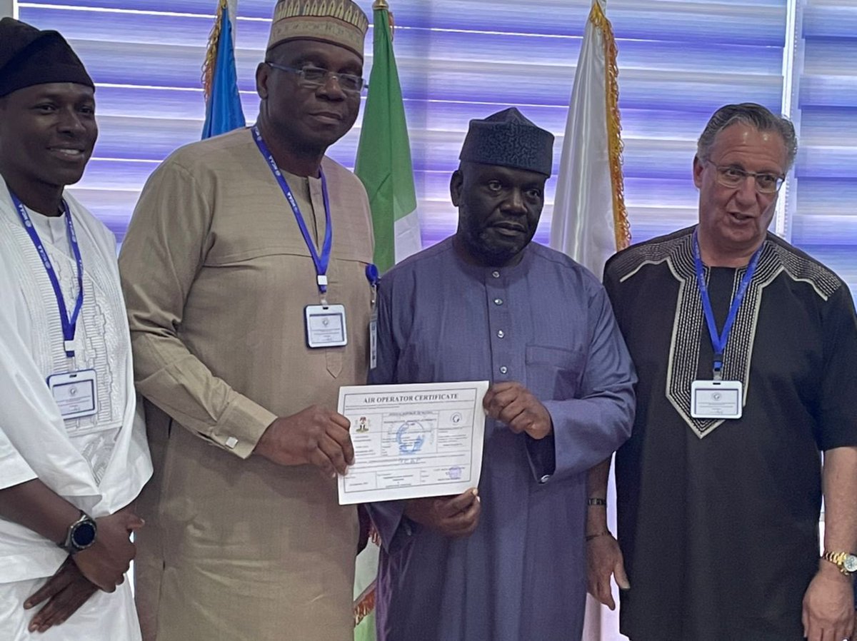 The certificate was issued on the 21st of September 2022 by the Director General of NCAA, Captain Musa Shuaibu Nuhu and presented at a formal ceremony held on the
22nd of September 2022 in his Abuja Office.