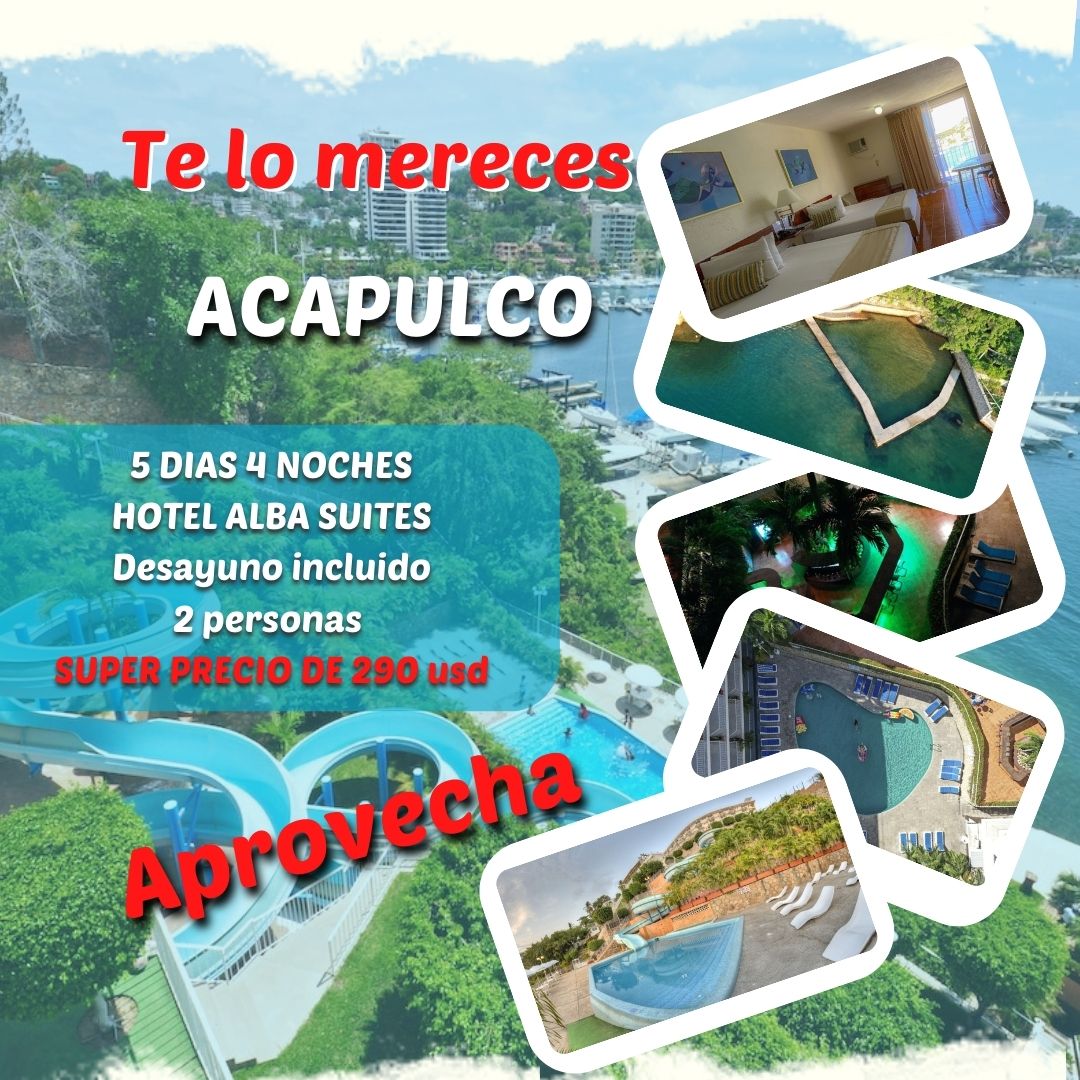 ViajessfArcher's tweet photo. ¡VAMOS PARA ACAPULCO!

Para un #escape y salir de la #rutina te espera el #HotelAlbaSuites 3* ofrece un servicio ganador. Increíblemente un #hotel que cuenta con muchos servicios a un PRECIO SUPER ECONOMICO.

#vamosAcapulco #Travel #relajate #Mexico #turismomexico #planescool https://t.co/f84IFb33jG