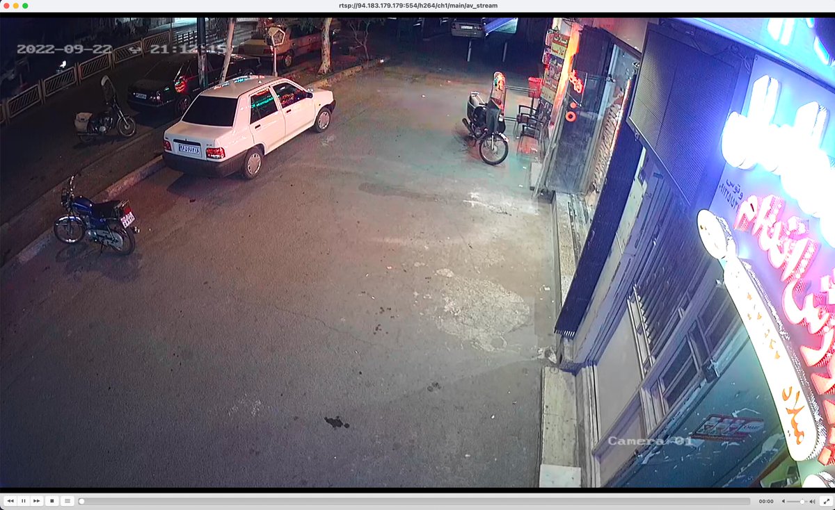 YourAnonCCTV's tweet photo. City: Qom
IP: 94.183.179.179
Username: admin
Password: <EMPTY>
Channels: 1

rtsp://admin:@94.183.179.179:554/h264/ch1/main/av_stream

#MahsaAmini #Mahsa_Amini #anonymus #OpIran https://t.co/R1bZjx3JgX