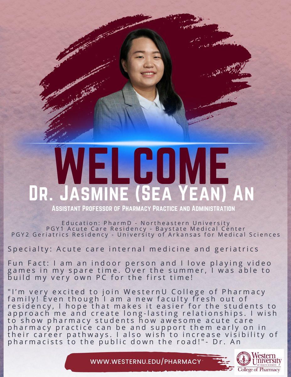 WesternUPharm's tweet photo. Welcome to the WesternU family Dr. An! https://t.co/MIgig1EkuX