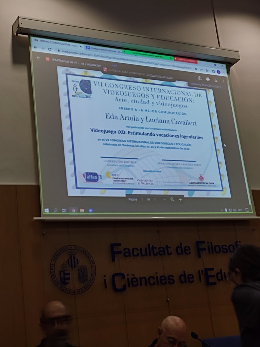 marisacon's tweet photo. Felicitaciones a Eda Lía Artola y a Luciana Cavalieri por la obtención del reconocimiento por su comunicación en el #CIVE22  #congreso #educación #videojuegos #cultura  #uv 
@ETSEUV UNPAZ  Programa de Tutorías FIUBA  @UTNinspt https://t.co/6oYHd8n5iM
