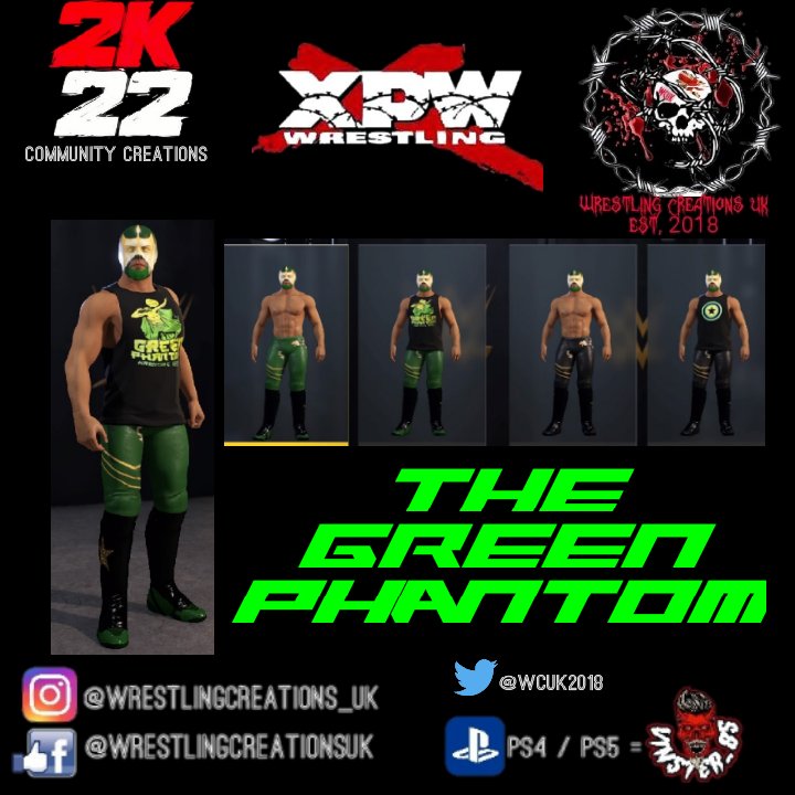 WCUK2018's tweet photo. Todays newest creation The Hardcore Hero he is The Green Phantom!!!! #xpwwrestling #Thegreenphamton #wrestlingcreationsuk #2k22 #ps5 #ps4 #hardcorehero https://t.co/fkDv6gFwAx