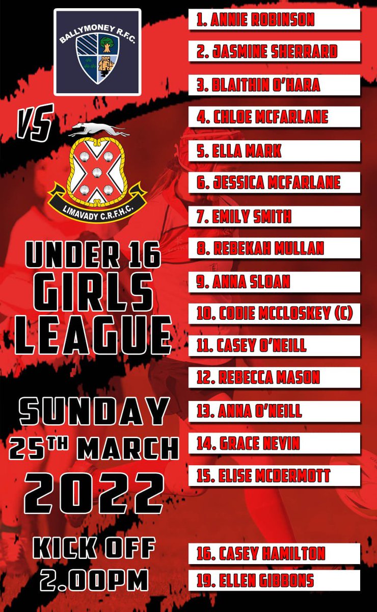 GirlsLimavady's tweet photo. U16 girls rugby team to play @BallymoneyRFC this Sunday (25/09/22) has been announced! 👇🏻

🍀🍀Good luck girls🍀🍀 https://t.co/Qaq9oKDzlO
