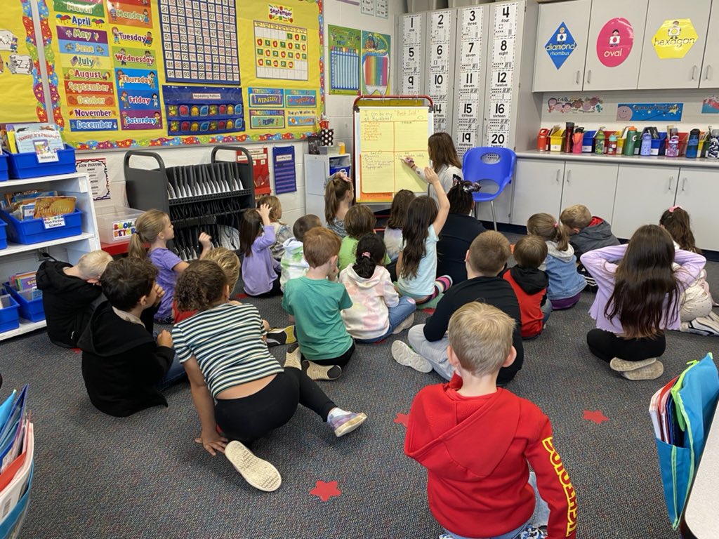 MrsFriskSLCS's tweet photo. First graders enjoyed a visit from @MrsOKeefeRP this afternoon! She taught us all about being our “Best Self” at Bartlett! https://t.co/oNmHd1hRv2