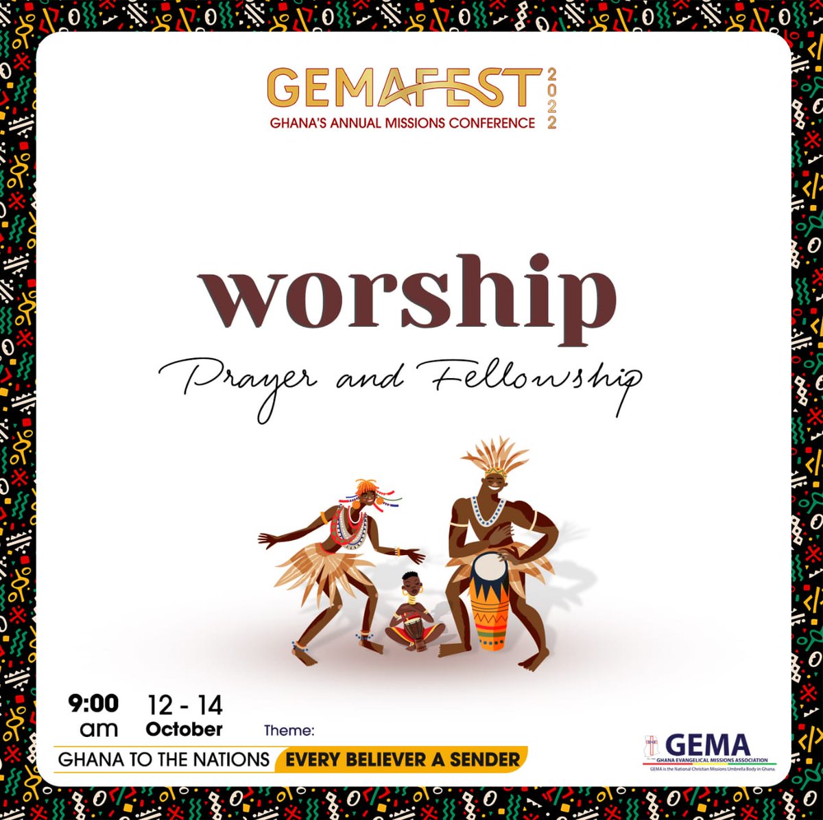 gemaghana's tweet photo. 💫GEMAFEST 2022.➡️
💫12-14 Oct. | 9am-2pm.⏰

💝The Worship, Prayer and Fellowship will be worth it. Don't miss participating!

*️⃣Venue | Living Springs Assemblies of God, Legon, Accra.

*️⃣Fee | ¢150.00

💝Have you registered? https://t.co/AFtfJlEIs0

🇬🇭➡️Every believer a sender https://t.co/g7FANJo8sG