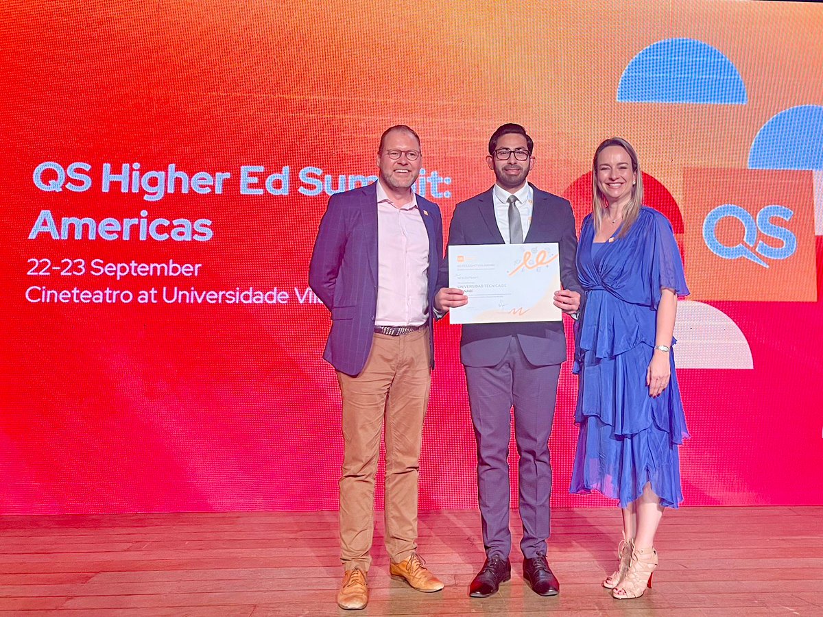UTMManabi's tweet image. Recibimos el reconocimiento QS Latin America Rankings: New Entrants, en la Cumbre de Educación Superior de QS América realizado en la Universidad Vila Velha de Brasil. 

Nuestro rector, el Dr. Santiago Quiroz Fernández, nos representó y recibió el reconocimiento.  

#UTMUnidos