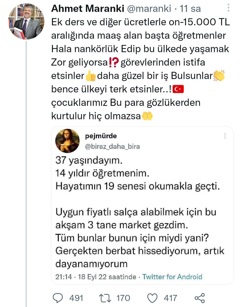 f_y_z__'s tweet photo. Ahmet Maranki kim diye merak ettim;
 1-Profesör,
2-Yeni Akit gazetesinde yazar,
3-Instagram'da ot ürünlerini reklam yaparak satan,
4-TV kanallarında reklamını yapan...
Böyle biri, öğretmenler için ülkeyi terk edin diyor. Sonradan yaptığı paylaşımı silip başka birşey yazıyor. https://t.co/z0Ywz2n0XK