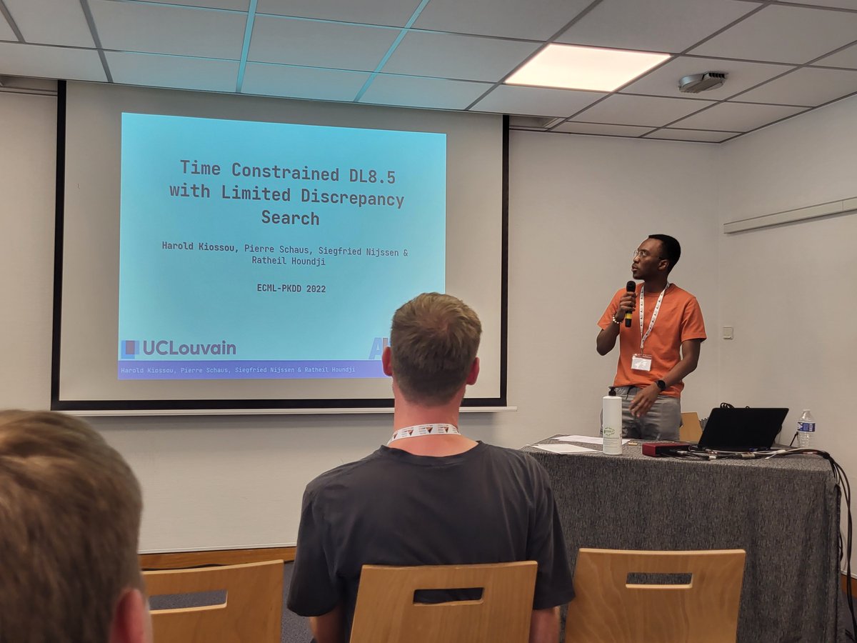 SGRNijssen's tweet image. Harold presented "Time Constrained DL8.5 with Limited Discrepancy Search" today at @ECMLPKDD 2022, joined work with @pschaus and @ratheilesse, in which we study how DL8.5 can yield better solutions when interrupted prematurely. Check the paper here: 2022.ecmlpkdd.org/wp-content/upl…