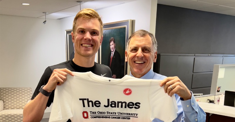 OSUCCC_James's tweet photo. An @OhioStateMed student is teaming with The James to take his triathlon career to new heights while spreading the word about the work to create a cancer-free world.