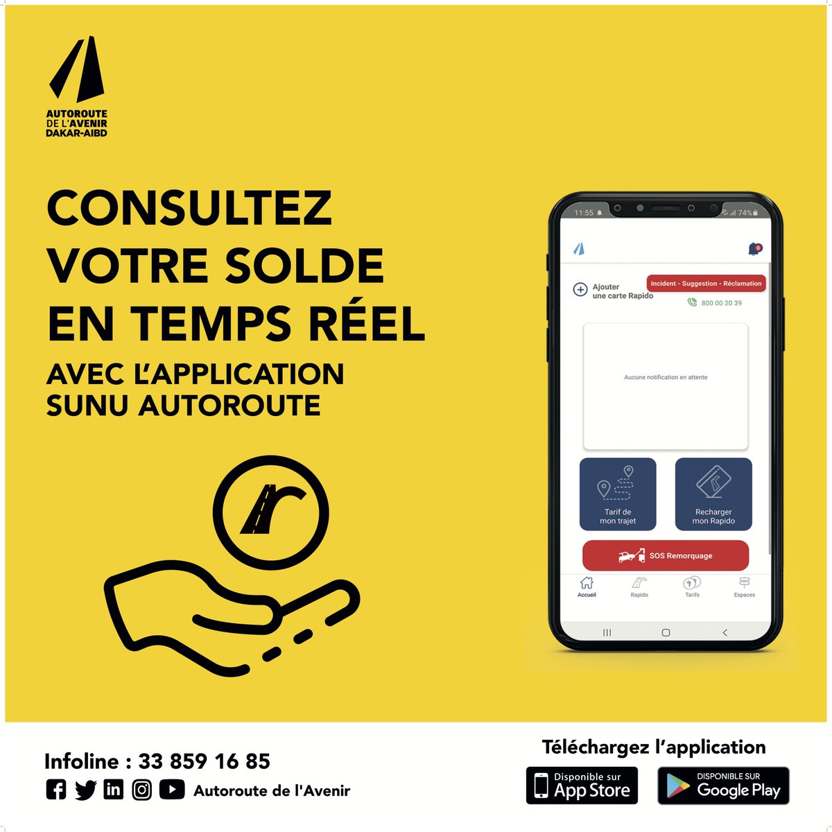 autorouteavenir's tweet photo. L'application Sunu Autoroute : le bon réflexe pour vous faciliter la vie. 
L’application mobile SUNU AUTOROUTE est disponible sur :

👉🏽Google Play : https://t.co/IT4jj3kpvT
👉🏽Apple store : https://t.co/1EaopVBPUF
#application #sunuautoroute #mobileapp #customercentric #appstore https://t.co/WiTHO5ng9n