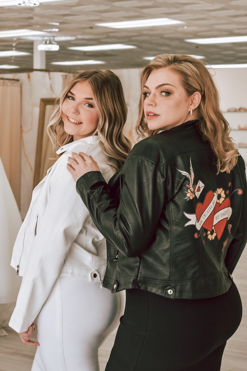strutbridal's tweet image. Hello WIFFEY!✨ Obsessing over these gorgeous personalized jackets. Customized leather Jackets at both our STRUT store locations with FREE personalization.✨⁠#bridejacket #bridaljeanjacket #bridaljacket #customizedjacket #personalizedjeanjacket #bride2022#femaleownedbussiness⁠