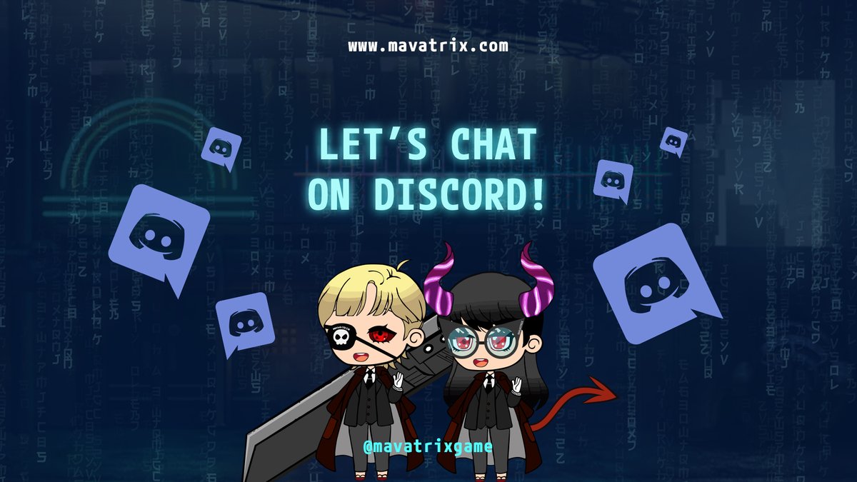Chat with us on Discord! 🥸
Let’s enter the future together! ❤️
Come, Join, and Contribute to better our play to earn online NFT game! 🐲

Check out our sneak peaks and NFTs!
discord.com/invite/mavatrix

#crypto #blockchain #cryptocurrency #nftcommunity #cryptocommunity #nft