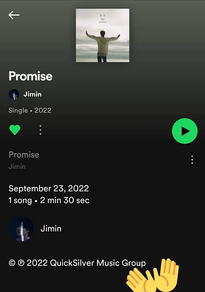 MayMoeThet1's tweet photo. Hello @BIGHIT_MUSIC @bts_bighit @Spotify can you please confirm if promise by BTS JIMIN has been officially released on Spotify under your labels under jimin’s  Spotify profile or not, because there is different name on the source of music https://t.co/2e9Zv8f827